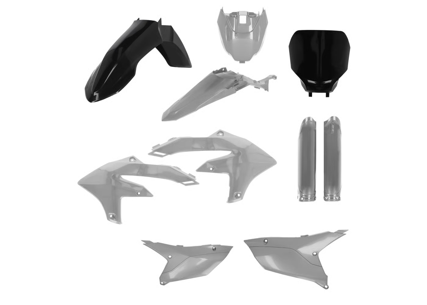 ACERBIS Full Plastic Kit GREY / BLACK for Yamaha YZF 250 (2024-25) - YZF 450 (2023-25)