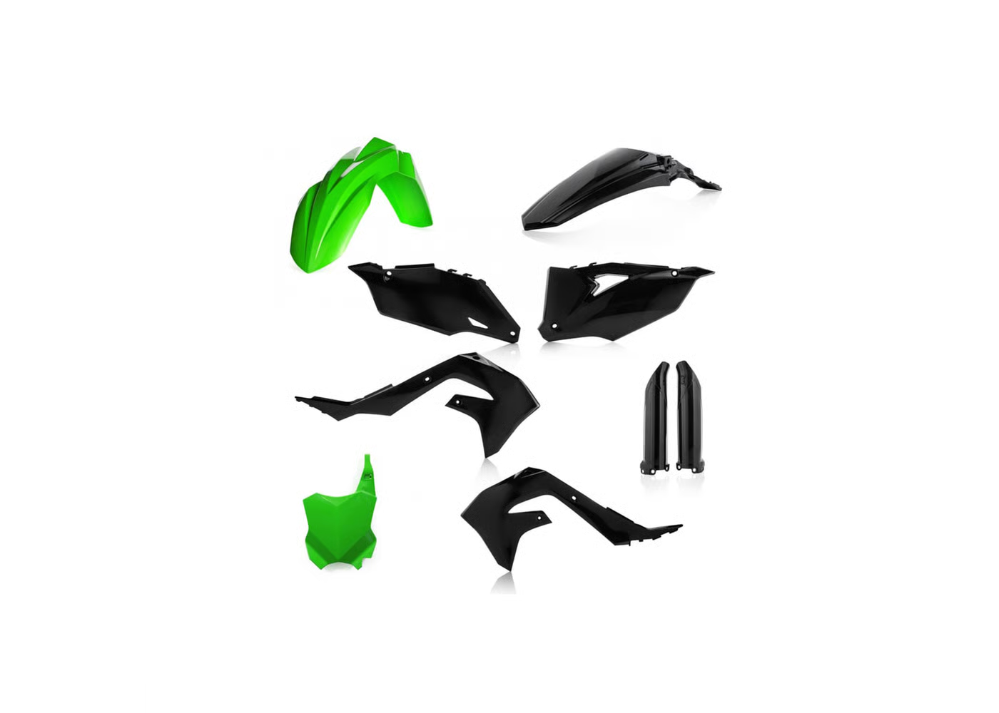 ACERBIS Full Plastic Kit GREEN / BLACK 24 for Kawasaki KXF 250 (2021-24) - KXF 450 (2019-23)